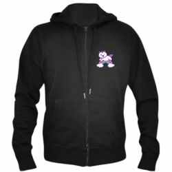 Мужское худи на молнии Котик-единорог - PrintSalon