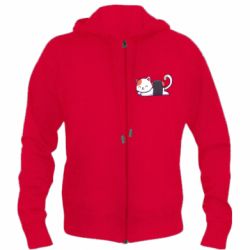 Мужское худи на молнии Котик-суши