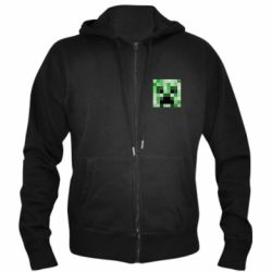 Мужское худи на молнии Minecraft minimalist Creeper - PrintSalon