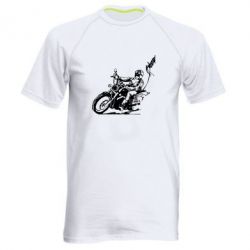 Мужская футболка для спорта Байкер на мотоцикле - PrintSalon