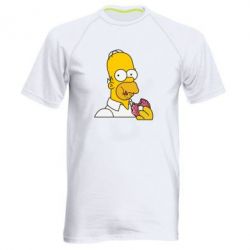 Мужская футболка для спорта Гомер любит пончики - PrintSalon