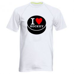 Мужская футболка для спорта I love hockey - PrintSalon