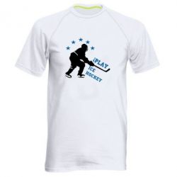 Мужская футболка для спорта I play hockey - PrintSalon