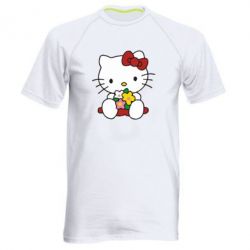 Мужская футболка для спорта Kitty с букетиком - PrintSalon