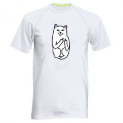 Мужская футболка для спорта Кот с факом - PrintSalon