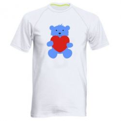 Мужская футболка для спорта Мишка с сердечком - PrintSalon