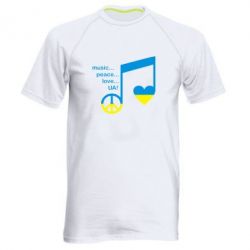 Мужская футболка для спорта Music, peace, love UA - PrintSalon