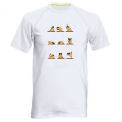 Мужская футболка для спорта Pug engaged in yoga - PrintSalon