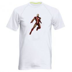 Мужская футболка для спорта Железный Человек в воздухе - PrintSalon
