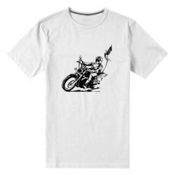 Мужская футболка премиум Байкер на мотоцикле - PrintSalon