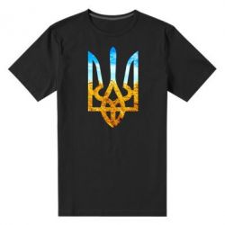 Чоловіча преміум футболка Герб на фоні прапора - PrintSalon