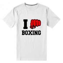 Мужская футболка премиум I love boxing - PrintSalon
