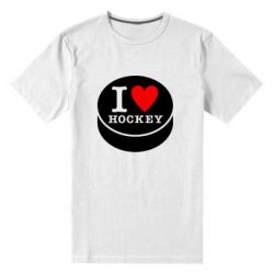 Мужская футболка премиум I love hockey - PrintSalon