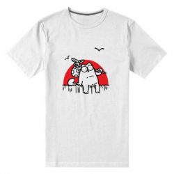 Мужская футболка премиум Кот Саймона на фоне заката