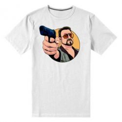 Мужская футболка премиум Лебовски с пушкой - PrintSalon