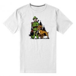 Мужская футболка премиум Охотник с собакой - PrintSalon