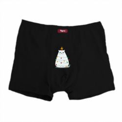 Трусы-боксеры Cat and Christmas Lights - PrintSalon