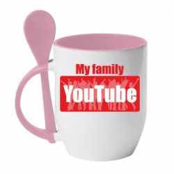 Чашка с ложкой My family youtube - PrintSalon