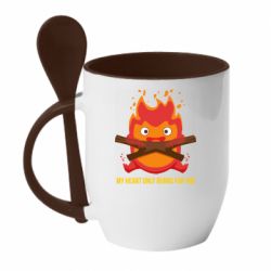 Чашка с ложкой MY HEART ONLY  BURNS FOR YOU - PrintSalon