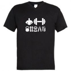 Мужская футболка  с V-образным вырезом Набор спортсмена - PrintSalon