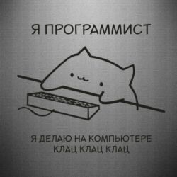 Наклейка Котик программист - PrintSalon