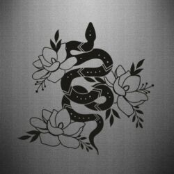 Наклейка Snake with flowers - PrintSalon