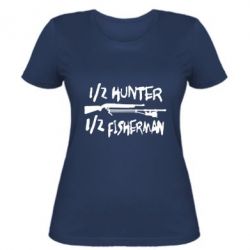 Жіноча футболка Наполовину мисливець, наполовину рибалка