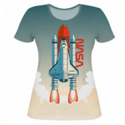 Женская футболка 3D NASA logo and rocket-PrintSalon Женская футболка 3D NASA logo and rocket