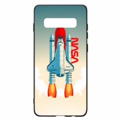 Чехол для Samsung S10+ NASA logo and rocket - PrintSalon