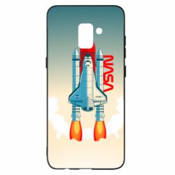 Чехол для Samsung A8+ 2018 NASA logo and rocket - PrintSalon