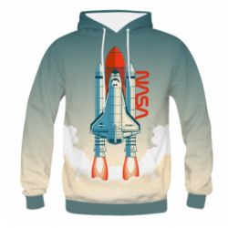 Мужское 3D худи NASA logo and rocket - PrintSalon