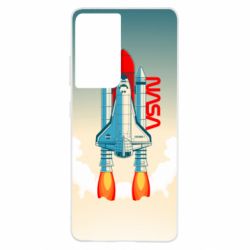 Чехол для Samsung S21 Ultra NASA logo and rocket - PrintSalon