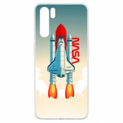 Чехол для Oppo A91/Reno3 NASA logo and rocket - PrintSalon