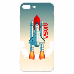 Чехол для iPhone 8 Plus NASA logo and rocket - PrintSalon