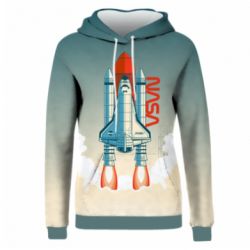 Жіноче 3D худі NASA logo and rocket