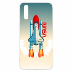 Чехол для Huawei P20 NASA logo and rocket - PrintSalon