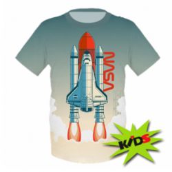 Детская 3D футболка NASA logo and rocket - PrintSalon
