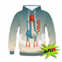 Детское 3D худи NASA logo and rocket-PrintSalon Детское 3D худи NASA logo and rocket