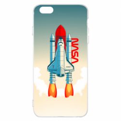 Чехол для iPhone 6 Plus/6S Plus NASA logo and rocket - PrintSalon