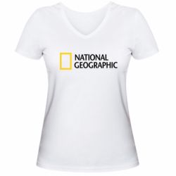 Женская футболка с V-образным вырезом National Geographic logo - PrintSalon