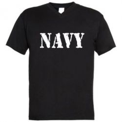 Мужская футболка  с V-образным вырезом NAVY - PrintSalon