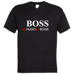 Мужская футболка  с V-образным вырезом Не Hugo, но Boss - PrintSalon