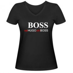 Женская футболка с V-образным вырезом Не Hugo, но Boss - PrintSalon
