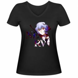 Женская футболка с V-образным вырезом Nerw Ayanami-Rei - PrintSalon