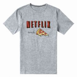 Мужская футболка премиум Netflix and pizza - PrintSalon