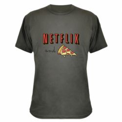 Камуфляжная футболка Netflix and pizza - PrintSalon