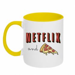 Чашка двокольорова Netflix and pizza