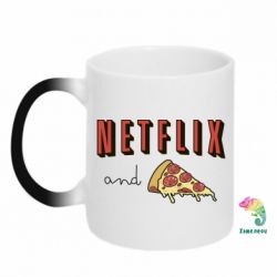 Чашка-хамелеон Netflix and pizza - PrintSalon