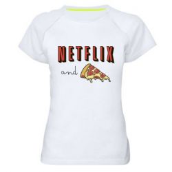 Женская футболка для спорта Netflix and pizza - PrintSalon