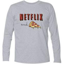 Футболка с длинным рукавом Netflix and pizza - PrintSalon